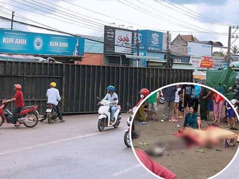 Kinh hoàng thùng container văng xuống đường làm 2 người thương vong, người thân khóc nghẹn tại hiện trường