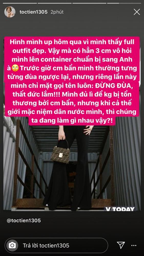 Bị dân mạng trêu đùa người đẹp container giữa lúc vụ án 39 thi thể gây xôn xao, Tóc Tiên đáp trả: Đừng đùa, thất đức lắm!-4