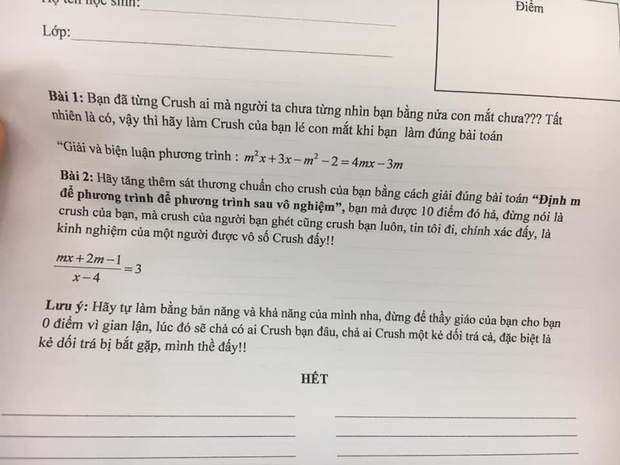Lại thêm một cách ra đề bá đạo của thầy cô, đưa crush vào thì thử hỏi học trò nào không thích!-1