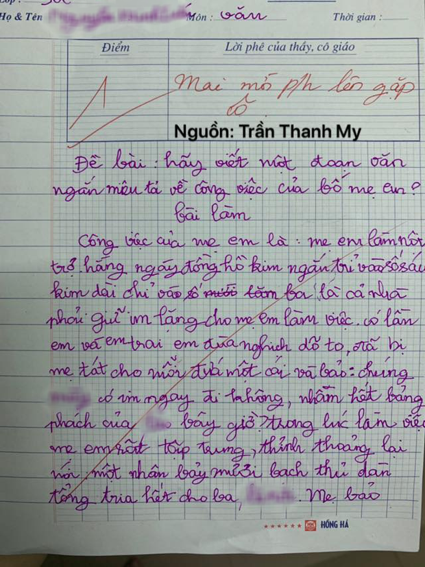 Cười ngất trước bài văn 1 điểm tả công việc của bố mẹ nam sinh: Bố chỉ việc nấu cơm cho cả nhà, mẹ khi làm việc rất tập trung không ai dám ồn ào!-1