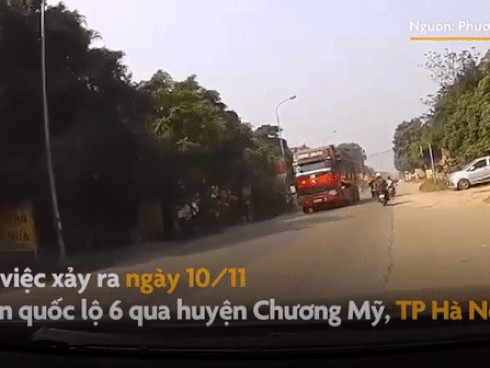 Tài xế xe máy thoát chết khi vượt ẩu
