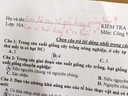 Học sinh quên ghi tên trong bài kiểm tra, thầy giáo lại nhắc khéo bằng dòng thơ ngọt ngào khiến dân mạng thả “triệu like”