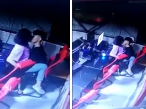 Hình ảnh các đôi trai gái vô tư thể hiện tình cảm quá trớn ở nơi công cộng như quán trà sữa, rạp chiếu phim, quán net... đang khiến rất nhiều người bức xúc.-4