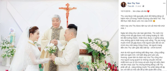 Chia sẻ đầu tiên của Bảo Thy sau đám cưới, xúc động nói về khoảnh khắc tại Nhà Thờ: Đời người có thể tan hợp và kết hôn nhiều lần...-1