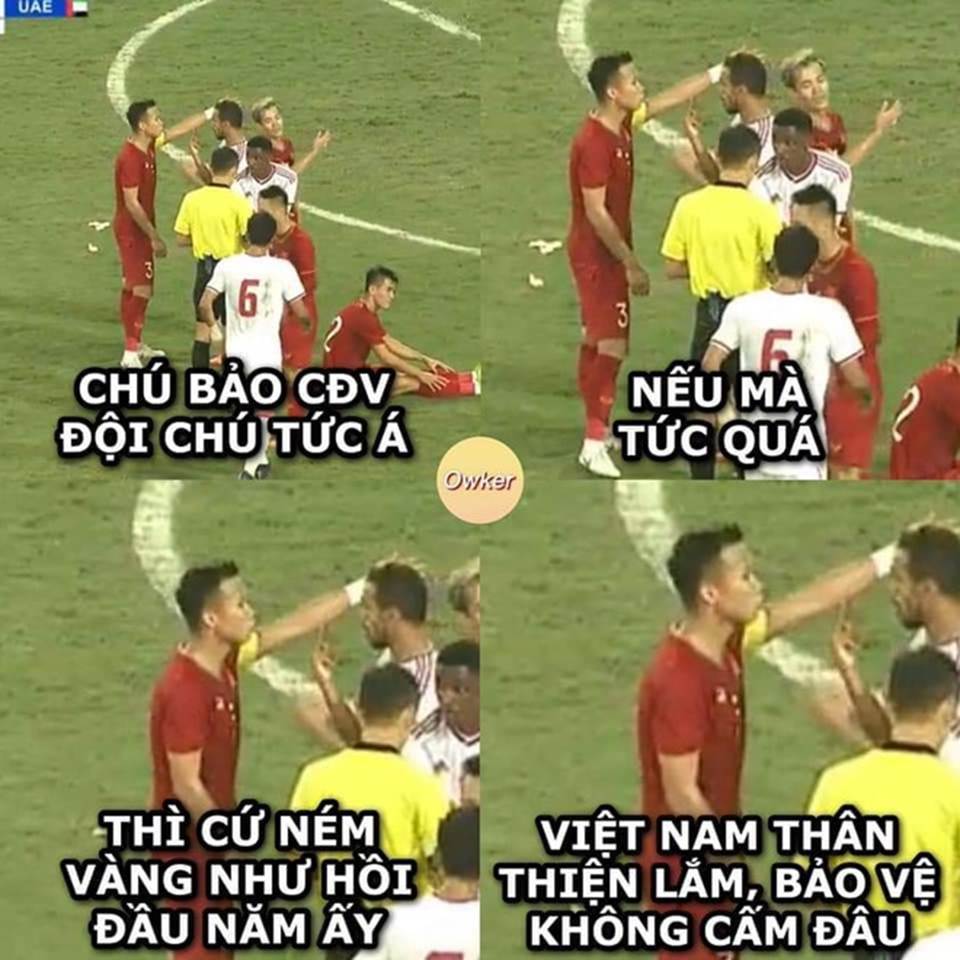 Dân mạng chế ảnh Hải Quế an ủi cầu thủ UAE nhận thẻ đỏ-6