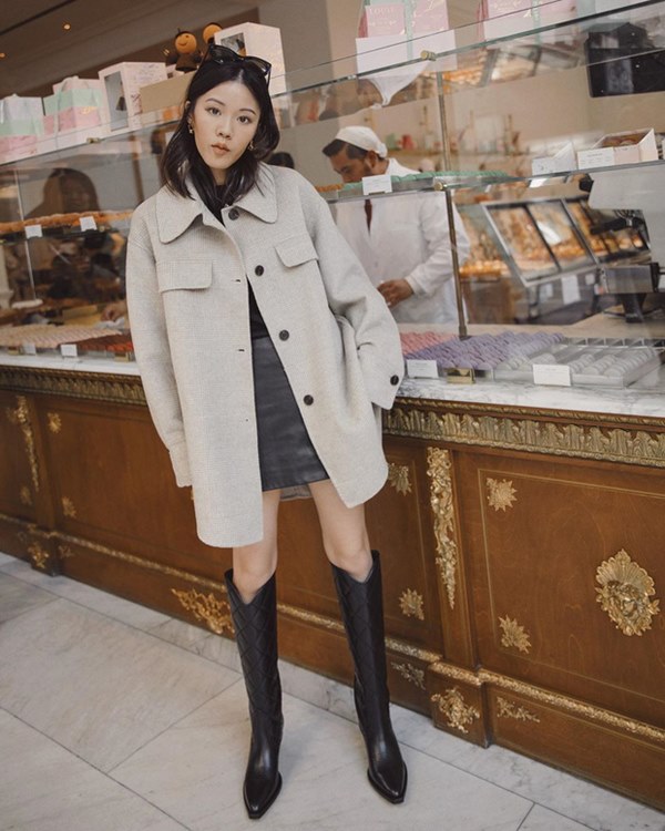 Hết Yoona rồi đến Hà Tăng diện chân váy da, bạn sao có thể kìm lòng trước item sang chảnh hào nhoáng này?-7