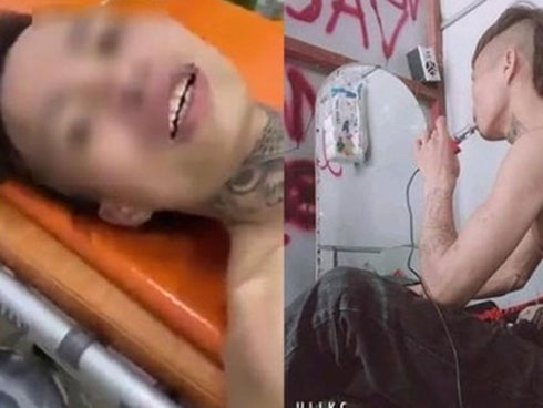 Nam thanh niên nghi ngáo đá tự cứa bộ phận sinh dục rồi đu bám biển quảng cáo ở tầng 20-9