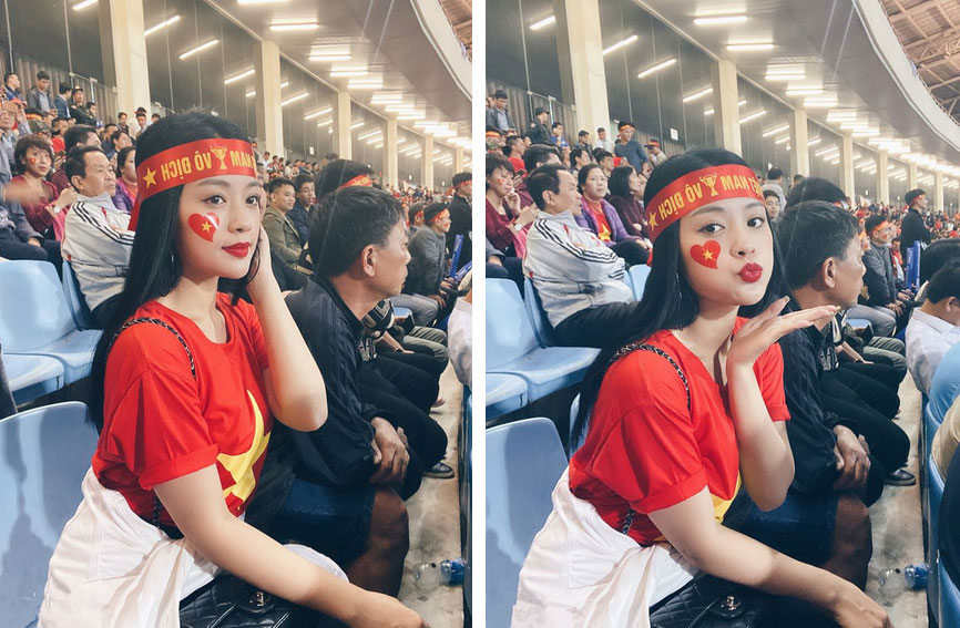 Cô gái xinh đẹp có nhan sắc nổi bật trên khán đài trận Việt Nam - Thái Lan, nhưng tiết lộ danh tính cầu thủ tặng vé cho mình mới gây sốc-1