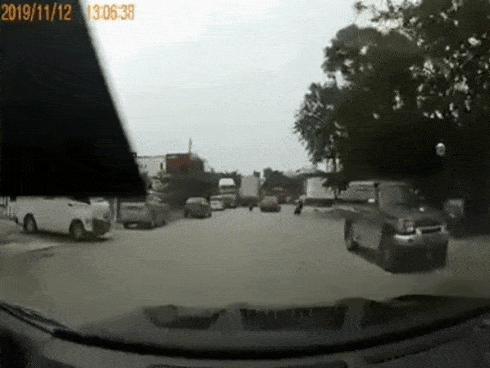 Clip: Người đàn ông bị chó đuổi tông thẳng đầu ô tô, gây cười nhất là pha quay đầu vô trách nhiệm của đối tượng-1