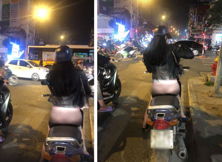 Đi xe máy ban đêm mặc quần quá mỏng để lộ cả nội y, cô gái xinh đẹp khiến dân mạng nóng mắt-2