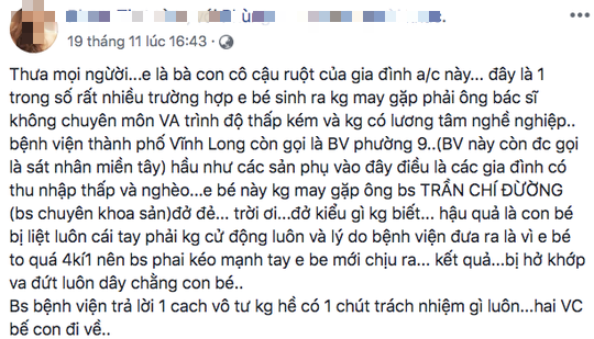 Người nhà tố bác sĩ làm đứt dây chằng cánh tay bé gái mới sinh-1