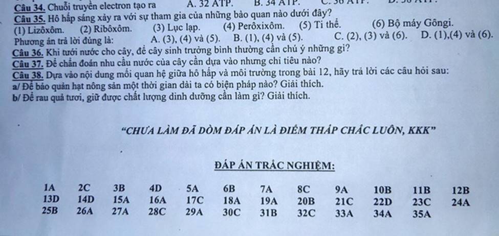 Đề cương ôn tập được đính kèm cả đáp án, nhưng chỉ với 1 câu nói bá đạo của cô giáo không học sinh nào dám ngó-1