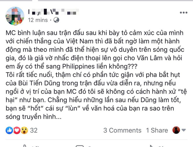 Fan phẫn nộ khi BTV Quốc Khánh troll Bùi Tiến Dũng bằng cách... gọi điện cho Văn Lâm sang bắt SEA Games-1