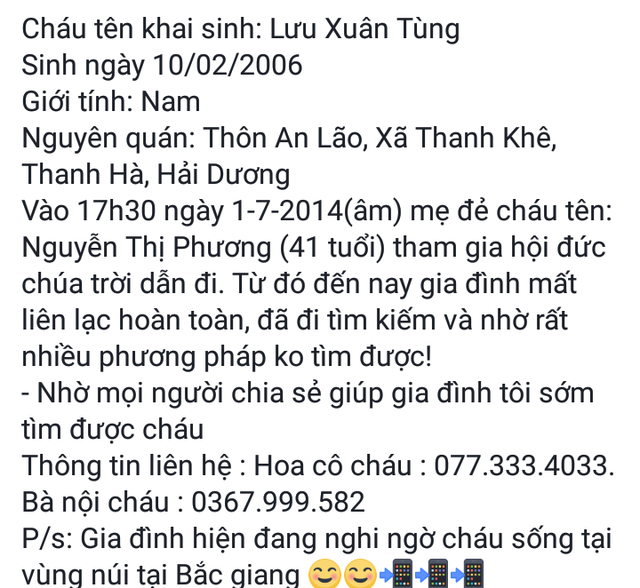 Vợ mang con trai bỏ nhà đi biệt tích, chồng mỏi mòn tìm kiếm suốt 6 năm trời-1