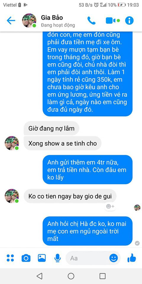 Hậu ly hôn với nhiều lùm xùm, Gia Bảo tiếp tục lộ đoạn tin nhắn tranh cãi chuyện nợ tiền lương nhân viên-2