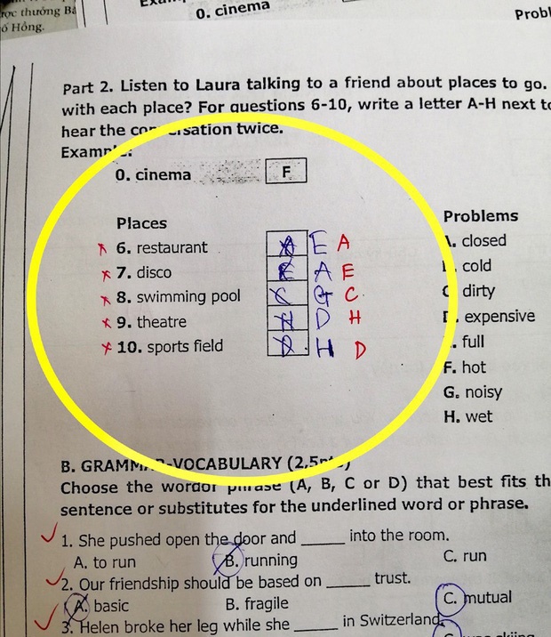 Sửa đi sửa lại đáp án vẫn phải ghi 2 câu chú thích trong bài kiểm tra, nam sinh bị mắng vốn: Biểu hiện của sự lươn lẹo-1