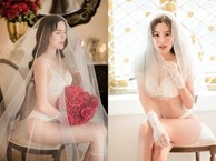 Hoa hậu Phương Lê diện áo cưới sexy dù đã sinh ba con
