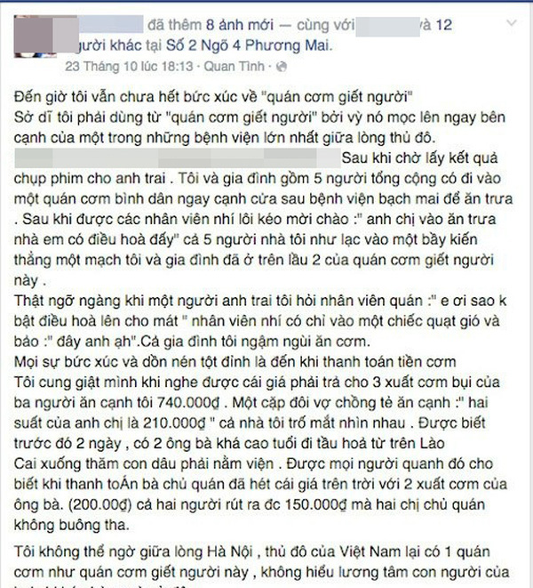 Chủ quán cơm cổng bệnh viện Bạch Mai bị tố chặt chém kiểu giết người bất ngờ lên tiếng: Sống ở Hà Nội này, người đông đúc như thế mà lại dễ lừa được à?-7