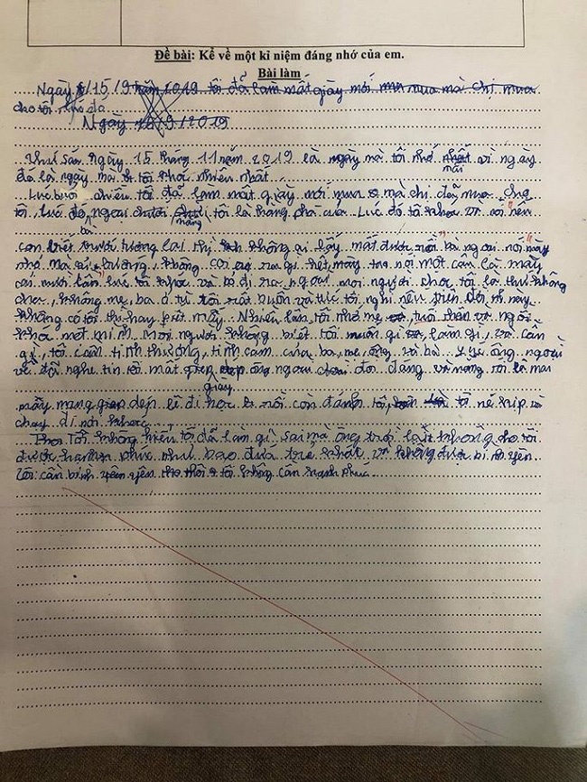 Bài văn nguệch ngoạc, gạch xóa của học sinh lớp 6 kể về kỷ niệm mất giày đầy xúc động, hoàn cảnh éo le khiến ai nấy xót xa-1