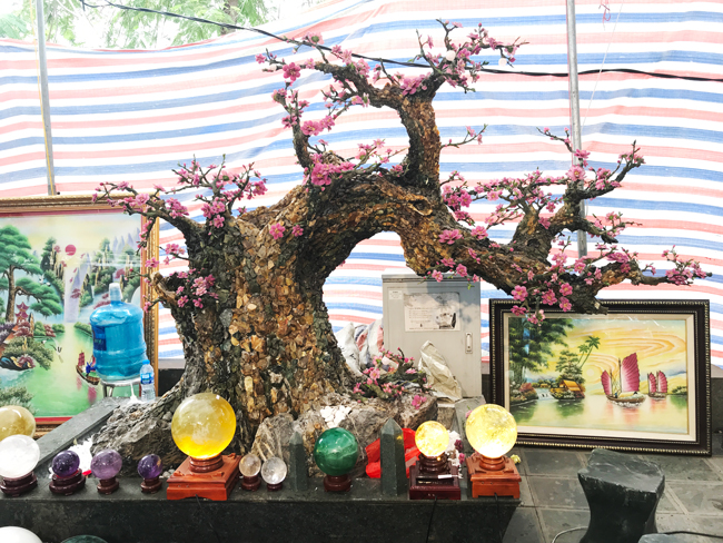 Cây đào nở đầy hoa đá quý nặng 2 tấn, 500 triệu ai dám mua-1