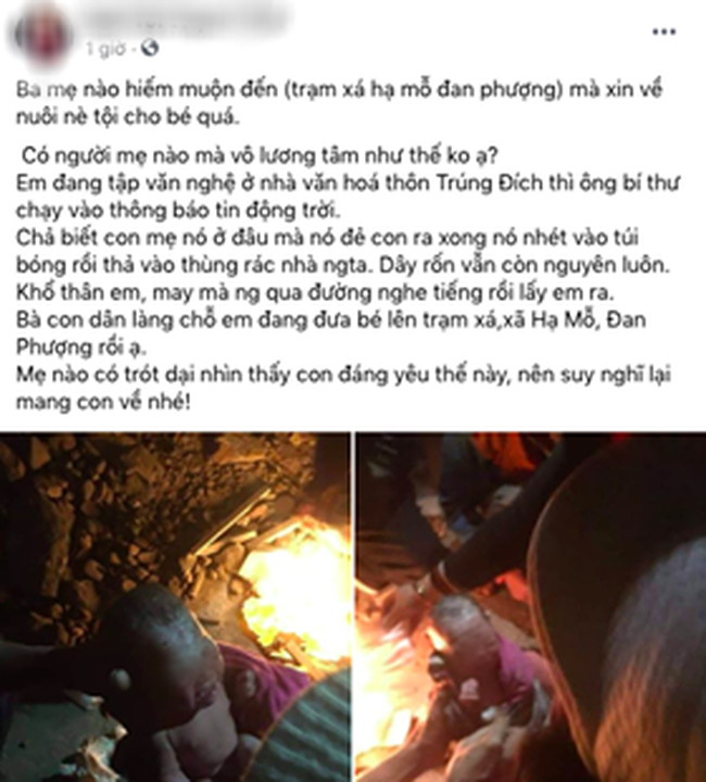 Nóng: Xôn xao hình ảnh bé sơ sinh còn nguyên dây rốn được phát hiện trong thùng rác giữa thời tiết giá lạnh tại Hà Nội-1