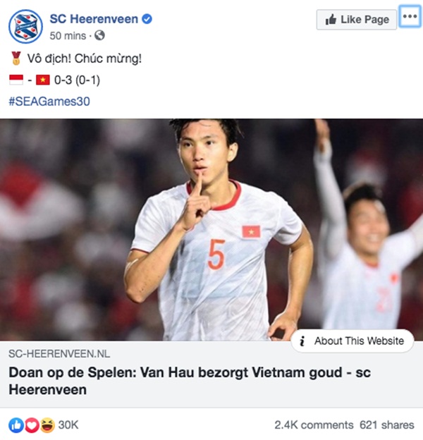 Góc tự hào: CLB của Đoàn Văn Hậu ở Hà Lan gửi lời chúc mừng U22 Việt Nam giành chiến thắng tại SEA Games 30 bằng tiếng Việt: Vô địch! Chúc mừng!-4