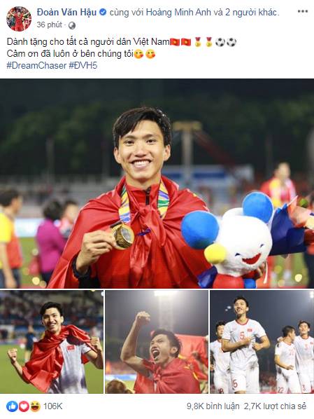 Việt Nam vô địch Sea Games 30, dàn cầu thủ viết nên lịch sử bóng đá nước nhà đã kịp chia sẻ lời cảm ơn đầu tiên sau trận chung kết-2