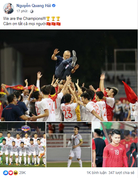 Việt Nam vô địch Sea Games 30, dàn cầu thủ viết nên lịch sử bóng đá nước nhà đã kịp chia sẻ lời cảm ơn đầu tiên sau trận chung kết-5