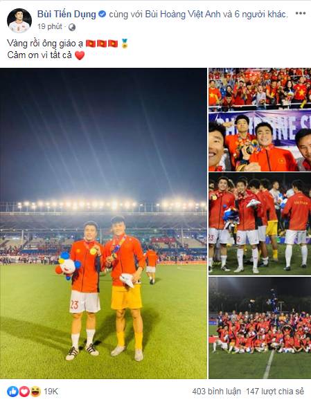 Việt Nam vô địch Sea Games 30, dàn cầu thủ viết nên lịch sử bóng đá nước nhà đã kịp chia sẻ lời cảm ơn đầu tiên sau trận chung kết-9