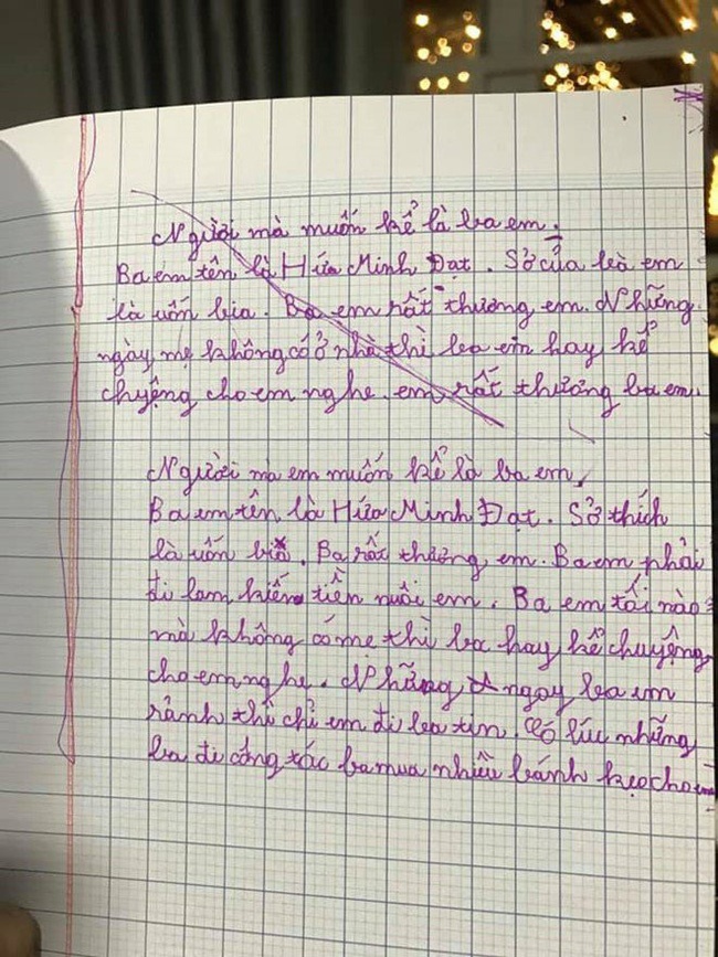 Con trai Hứa Minh Đạt - Lâm Vỹ Dạ làm bài văn tả bố thật như đếm với Sở thích là uống bia khiến ai nấy phì cười-2