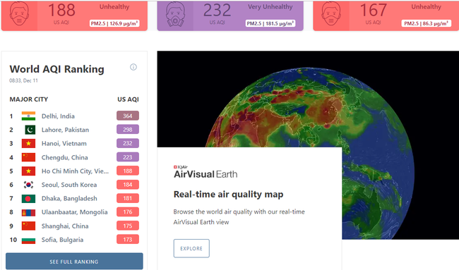 Sáng nay, ô nhiễm không khí ở Hà Nội vượt ngưỡng báo động đỏ, cực kỳ nguy hại đến sức khỏe-1