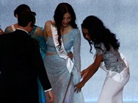 Khoảnh khắc tân Hoa hậu Thế giới chỉnh váy cho Lương Thùy Linh