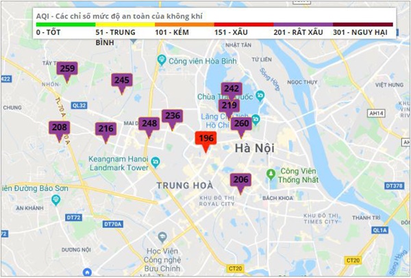 Ô nhiễm không khí ở Hà Nội ở mức bình minh tím với bụi siêu mịn cực độc hại, nguy cơ xâm nhập vào máu gây nhiều bệnh mãn tính-1