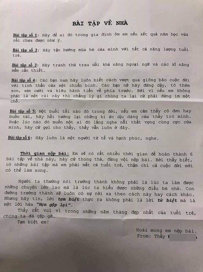 Bài tập về nhà khiến học sinh ứa nước mắt của thầy giáo: Có những bài tập phải mất tuổi trẻ, thậm chí cả cuộc đời mới làm xong”-1