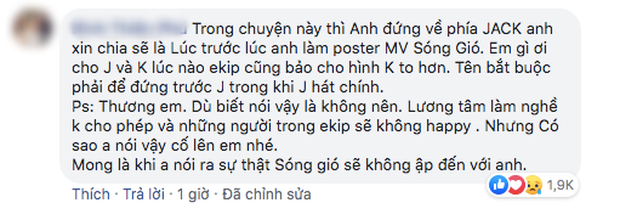 Designer thực hiện poster MV cho Jack và K-ICM bất ngờ tố ekip luôn yêu cầu thiết kế hình ảnh K-ICM lớn hơn, sẵn lòng đứng về phía Jack!-2