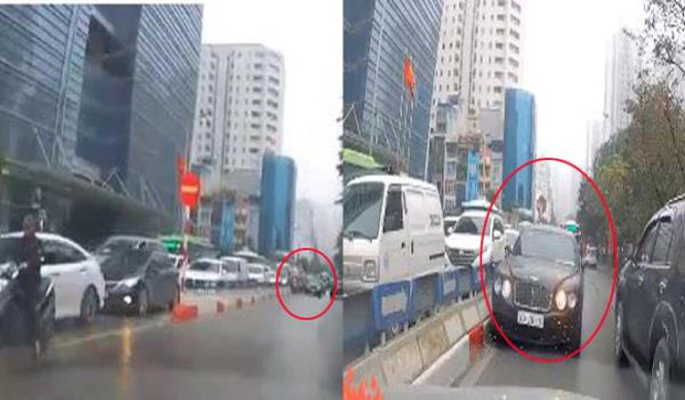 Xe sang Bentley đi ngược chiều còn nháy đèn cảnh báo, Công an Hà Nội vào cuộc-1