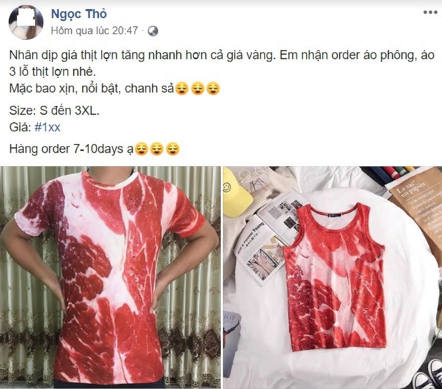 Sốt xình xịch áo in hình thịt lợn: Nhiều bạn trẻ lật tung các cửa hàng tìm mua-1