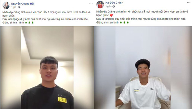 Quang Hải, Đức Chinh cùng gửi lời chúc Giáng sinh, fan lại soi ra hai chàng viết giống nhau đến từng dấu phẩy-1