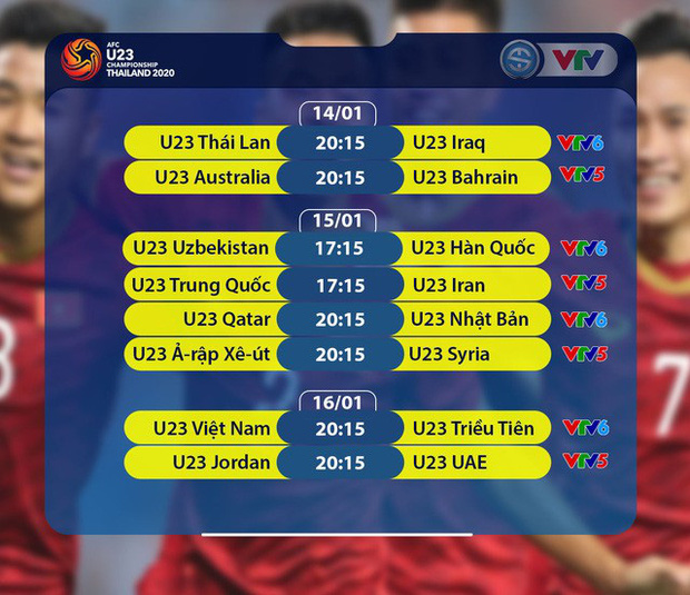 CHÍNH THỨC: Lịch thi đấu và trực tiếp VCK U23 châu Á 2020 trên VTV-2