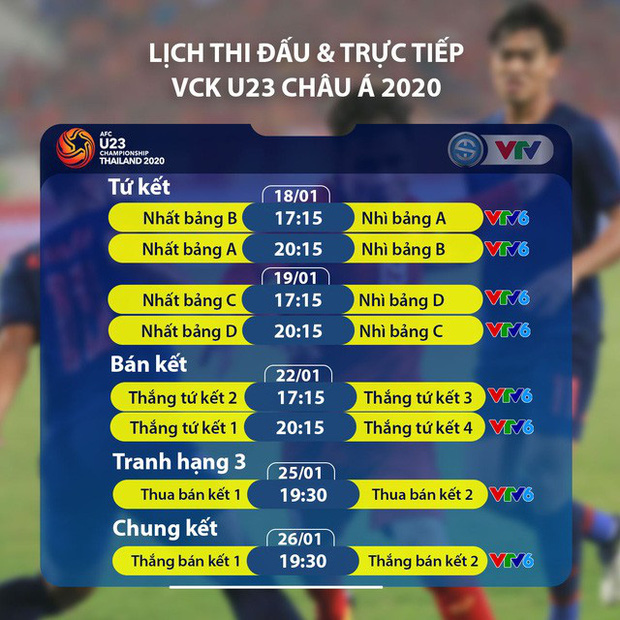 CHÍNH THỨC: Lịch thi đấu và trực tiếp VCK U23 châu Á 2020 trên VTV-3