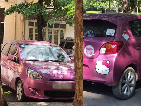 Cô giáo NEU 'chơi lớn' với ô tô màu hồng đầy hình Hello Kitty, bên trong tràn ngập gấu bông: Hóa ra tất cả đều vì con gái