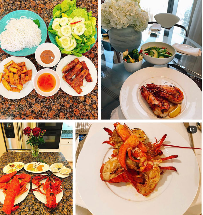 Bữa cơm sang chảnh nhà Phạm Hương ở đất Mỹ: Đã thành mẹ bỉm sữa khéo léo lại còn là vợ đảm nội trợ thế này!-2