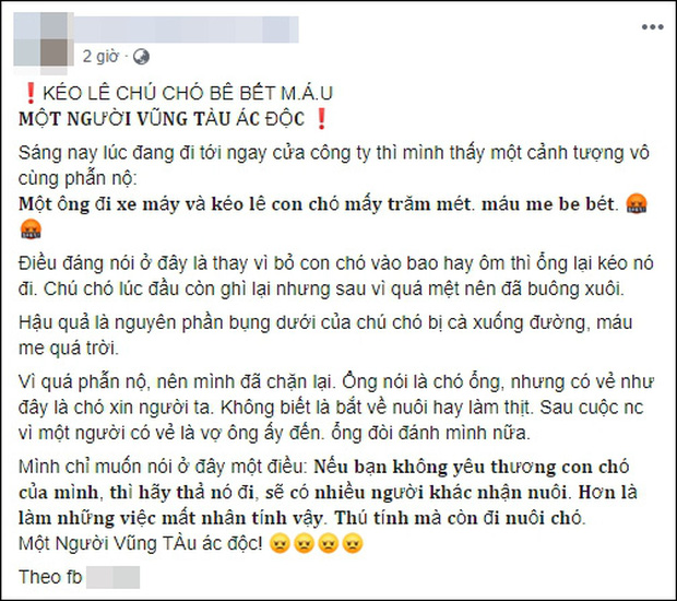 Xuất hiện clip người đàn ông kéo lê chú chó hàng trăm mét, con vật nhỏ bê bết máu trên đường khiến nhiều người phẫn nộ-1