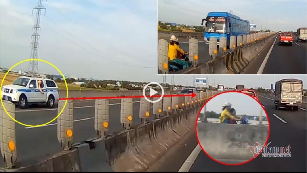 Mẹ chở con ngược chiều trên cao tốc, xe CSGT vội chạy lùi hụ còi gọi-1