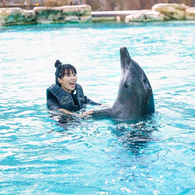 Vợ chồng Hà Anh dẫn con gái vi vu Singapore, bé Myla lí lắc xem cá heo-12