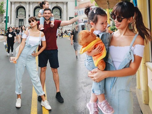 Vợ chồng Hà Anh dẫn con gái vi vu Singapore, bé Myla