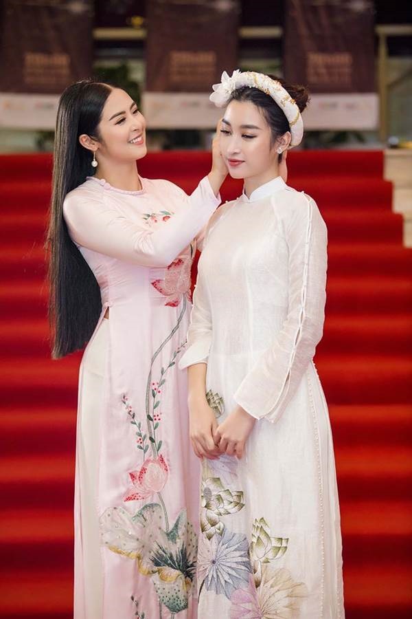 Diện áo dài nền nã, Ngọc Hân và Đỗ Mỹ Linh đọ sắc một chín một mười-3