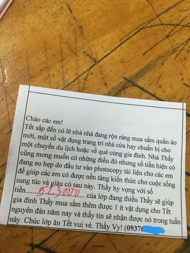 Tết đến mà học trò chưa chịu trả tiền photo, thầy giáo đưa ra tối hậu thư hài hước khiến ai đọc cũng phải chột dạ trả tiền ngay-1