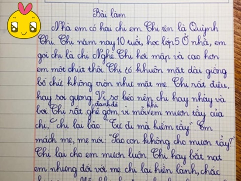 Văn tả thực của học sinh lớp 2: Gia môn hỗn loạn vì chị gái tham lam cướp gà rán, bố chỉ thích xem facebook, riêng câu kết thì cực đắt-3