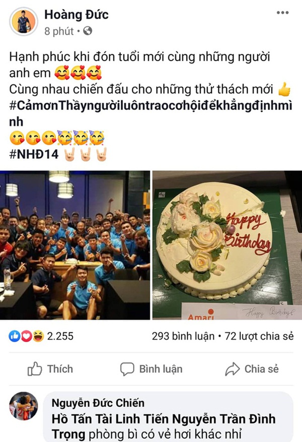 HLV Park Hang-seo viết lời chúc bằng tiếng Việt cho Hoàng Đức nhân ngày sinh nhật, đồng đội thắc mắc: Phong bì hơi khác thì phải-1